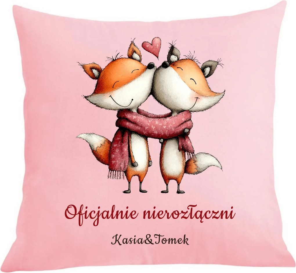 Párna párnahuzat Személyre szabott Valentin napi ajándék Szerelmes rókák