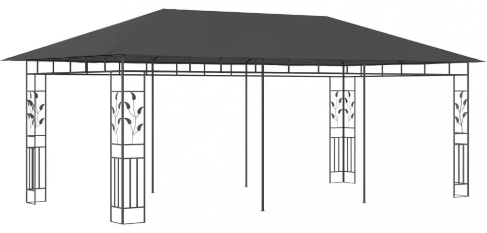 antracitszürke pavilon szúnyoghálóval 6 x 3 x 2,73 m