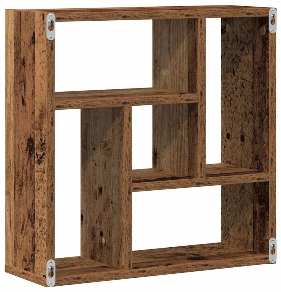 antik fa színű szerelt fa fali polc 45 x 16 x 45 cm