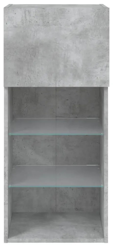 betonszürke TV-szekrény LED lámpákkal 40,5x30x90 cm
