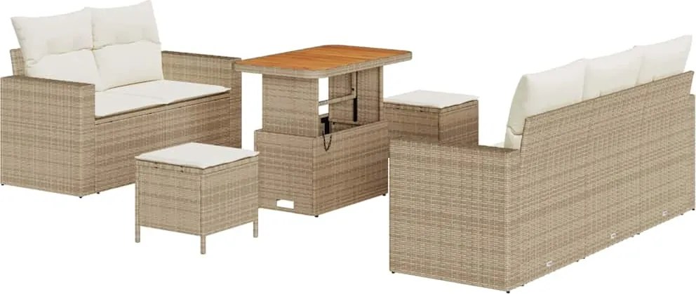 vidaXL Kerti Kanapé Szett párnával 8 pcs Beige és krém polirattan