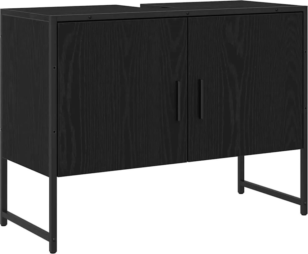 vidaXL Fürdőszobai mosdószekrény Fekete tölgy 80 x 30 x 60 cm Faanyag