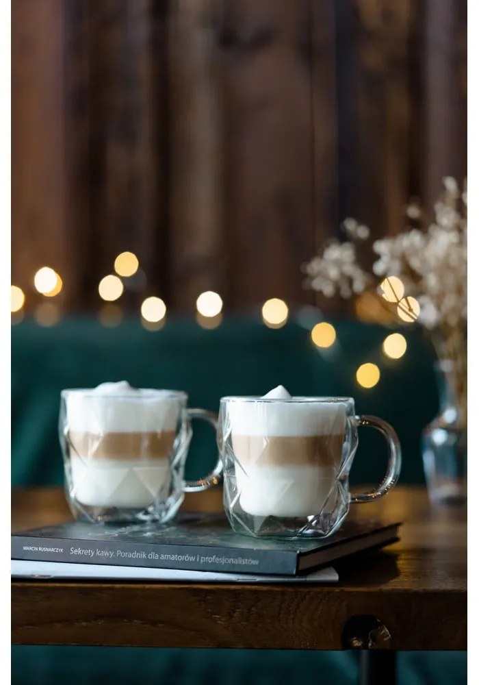 Üveg bögre szett 2 db-os cappucinóhoz-duplafalú 330 ml Geo – Vialli Design