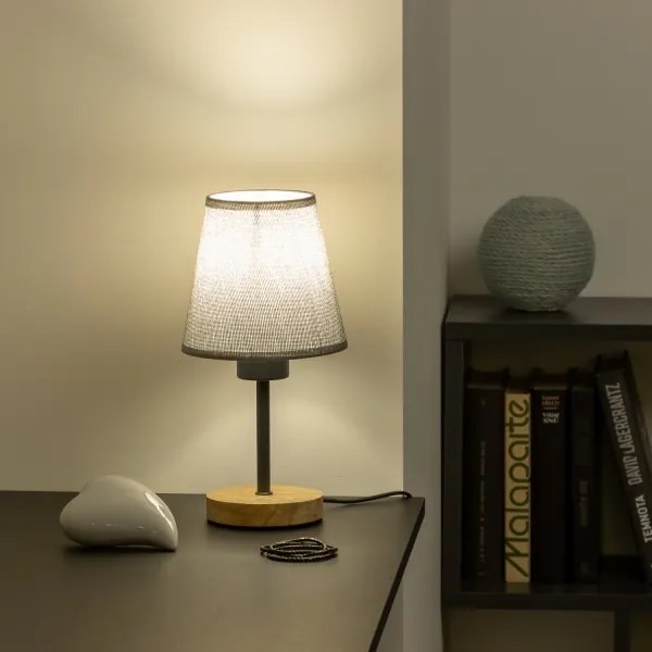 Brilagi - Asztali lámpa NUBILA WOOD 1xE27/25W/230V tölgy/szürke