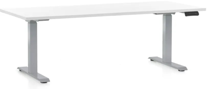Állítható magasságú asztal OfficeTech D, 180 x 80 cm, szürke alap, fehér