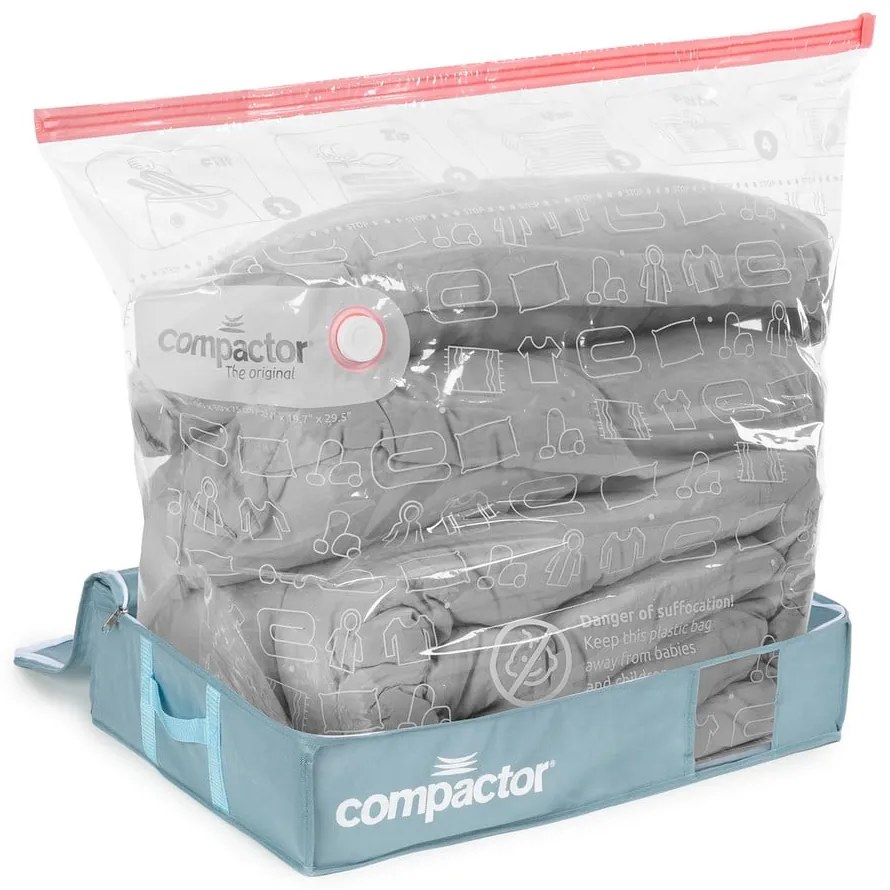 Vákuumos műanyag ágy alatti tárolódoboz 65x45x15,5 cm Blue Edition – Compactor