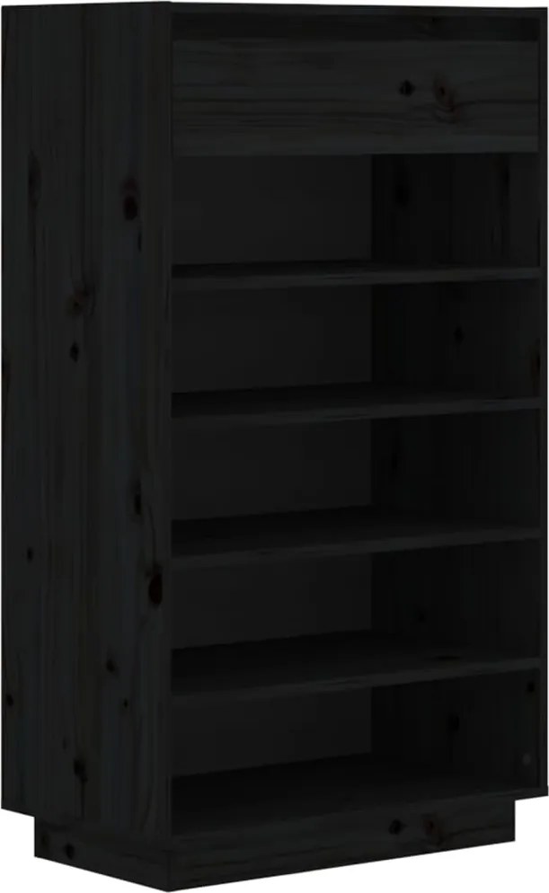 vidaXL fekete tömör fenyőfa cipősszekrény 60 x 34 x 105 cm