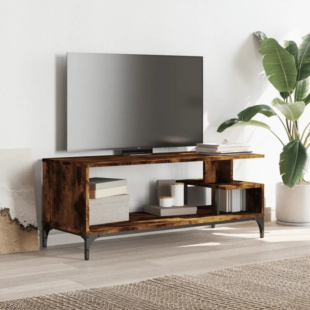 füstös tölgy szerelt fa/porszórt acél TV-szekrény 102x40x41 cm