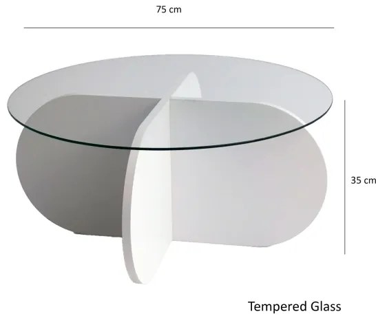 Kávésasztal BUBBLE 35x75 cm fehér/átlátszó