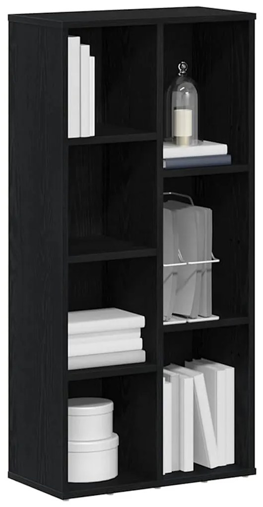 fekete tölgy szerelt fa könyvespolc 50x25x104 cm