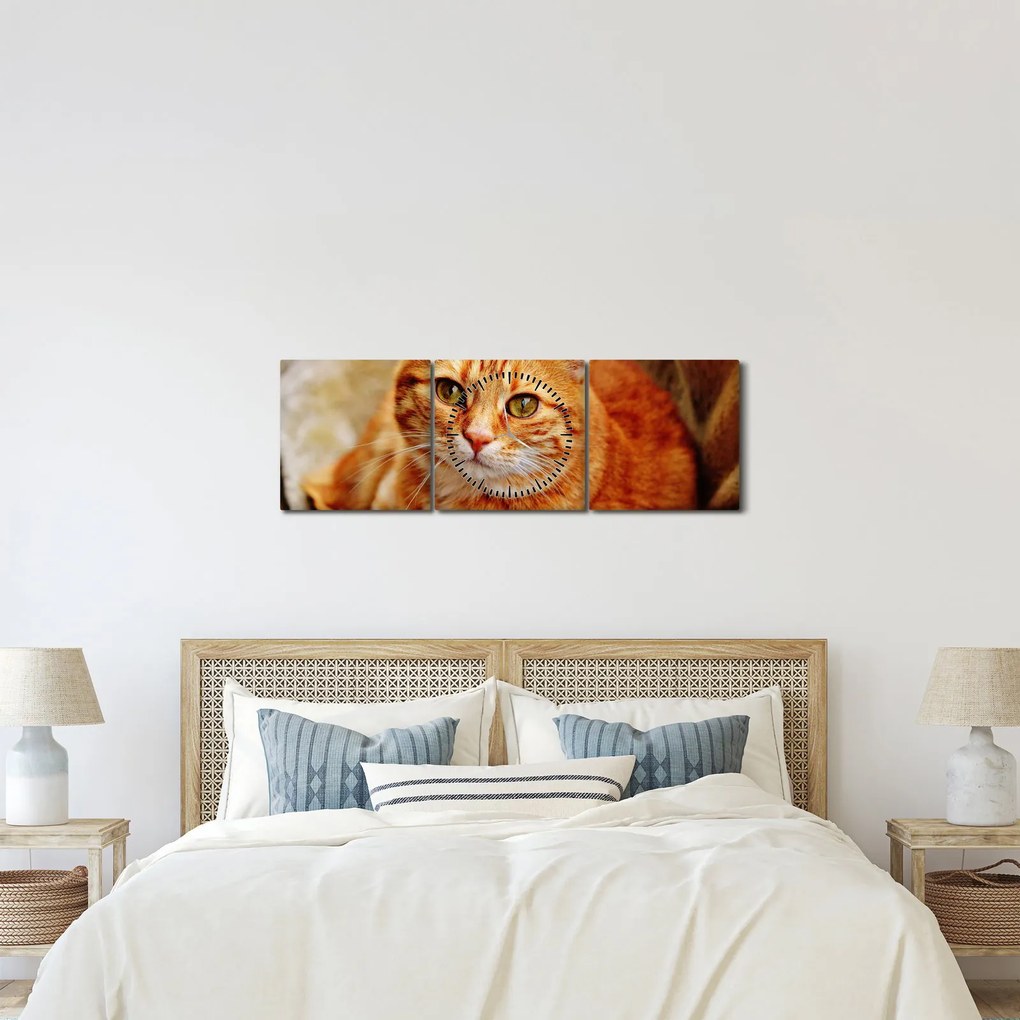 Egy fekvő macska képe (órával) (90x30 cm)