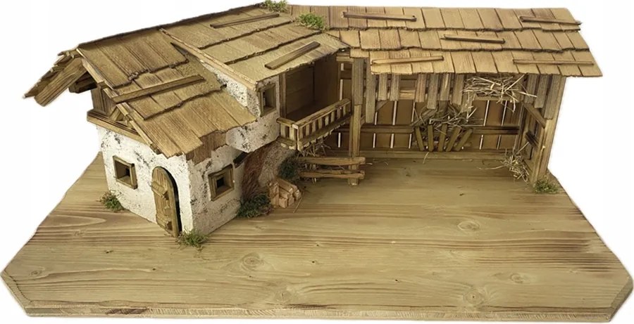 Nagyon Aranyos Karácsonyi Betlehem *70x39x30cm* 9-11cm magas figurákhoz