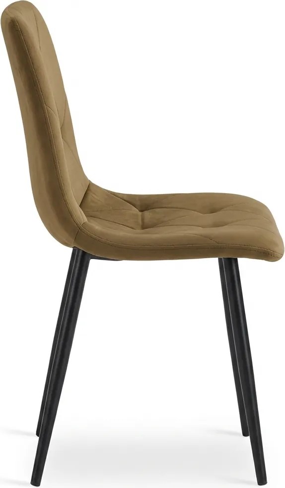 Barna bársony szék LIBRA OLIVE BROWN fekete lábakkal