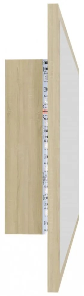 sonoma tölgy akril LED-es fürdőszobai tükör 90x8,5x37 cm