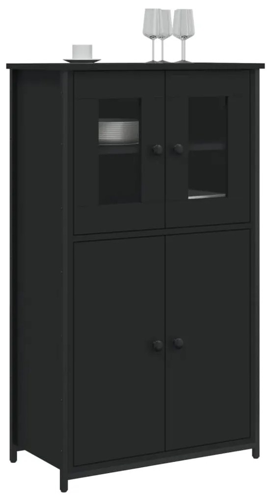 fekete szerelt fa magasszekrény 62 x 32 x 106,5 cm