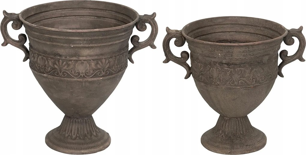 Virágtartó Fedél Erkélyre Terasz Kehely Loft Szürke Nappaliba 2 Db