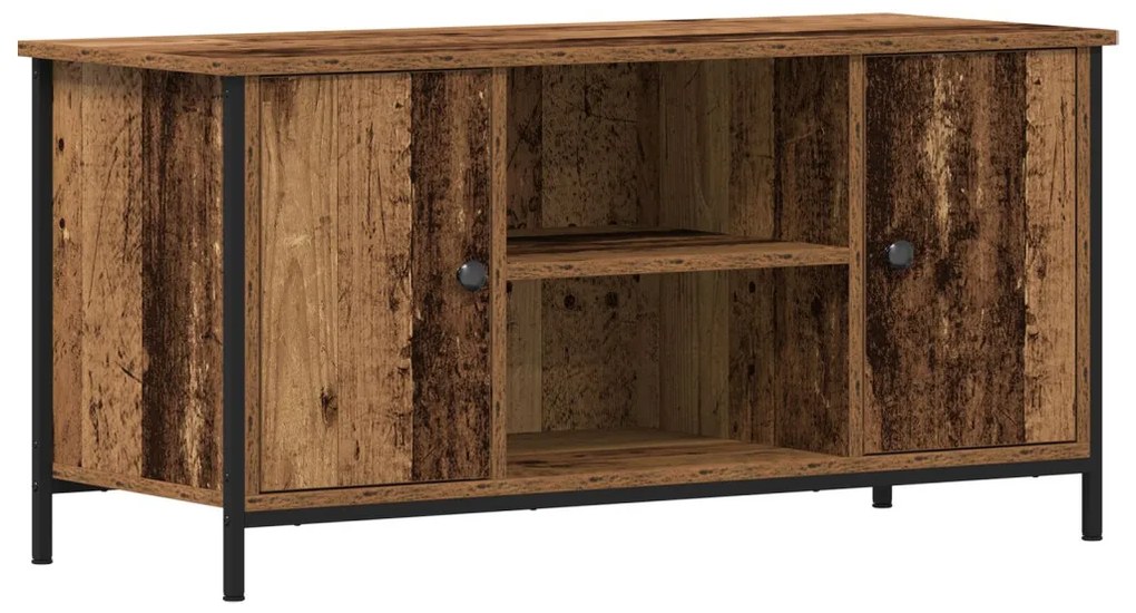 TV Szekrény Régi Fa 100x40x50 cm Műanyag Fa és Acél