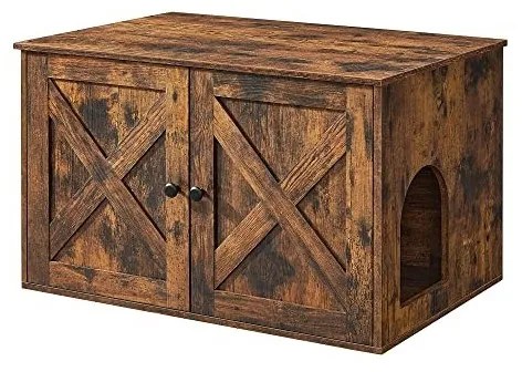 FEANDREA Macskaalom doboz rejtett tálcával | Vintage Barna | 80 x 50 x 53 cm
