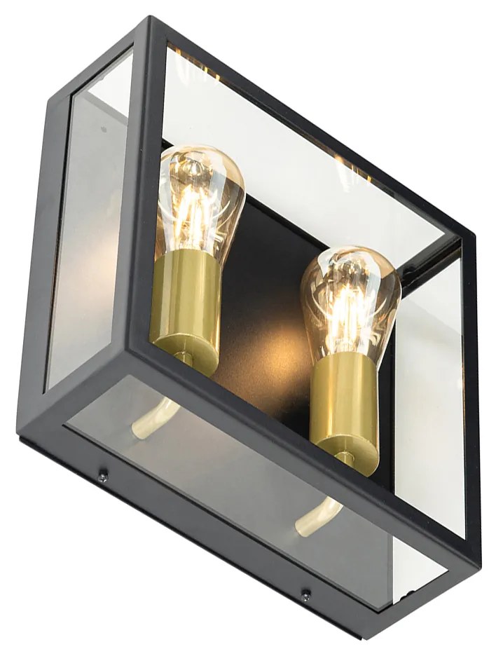 Kültéri fali lámpa fekete és réz 2 lámpás - Rotterdam