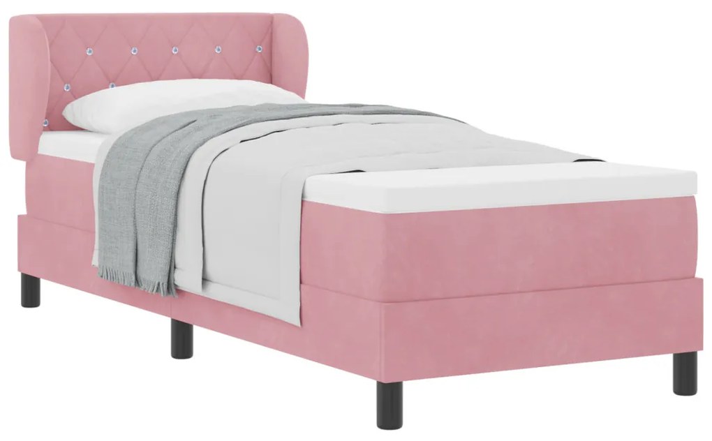 Boxspring Ágy Matracokkal Rózsaszín 80x200 cm Bársonyos