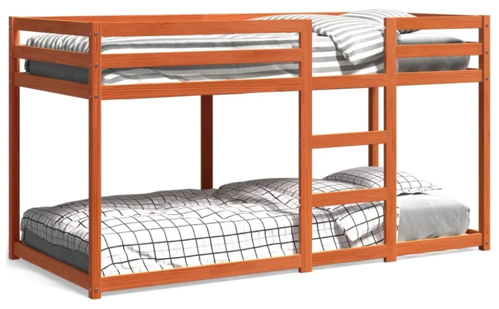 viaszbarna tömör fenyőfa emeletes ágy 75 x 190 cm