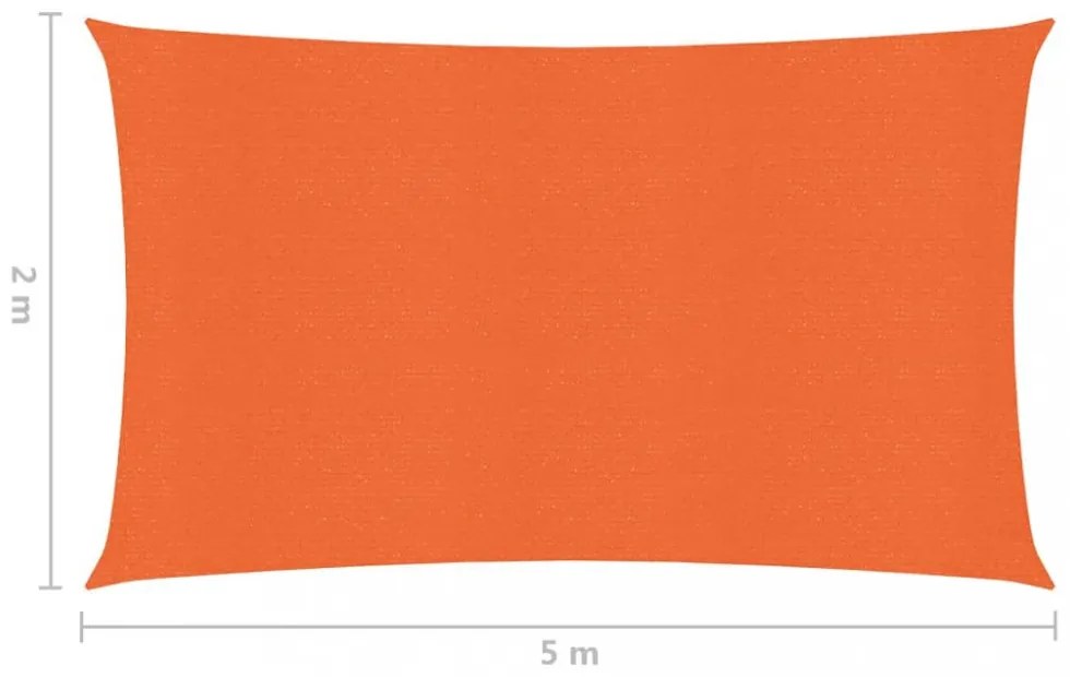 narancssárga HDPE napvitorla 160 g/m² 2 x 5 m
