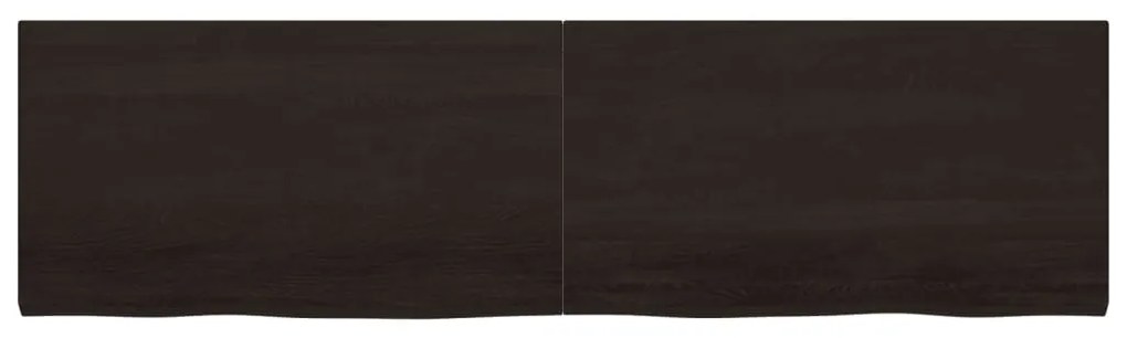 sötétbarna kezelt tömör tölgyfa fali polc 220 x 60 x (2-4) cm