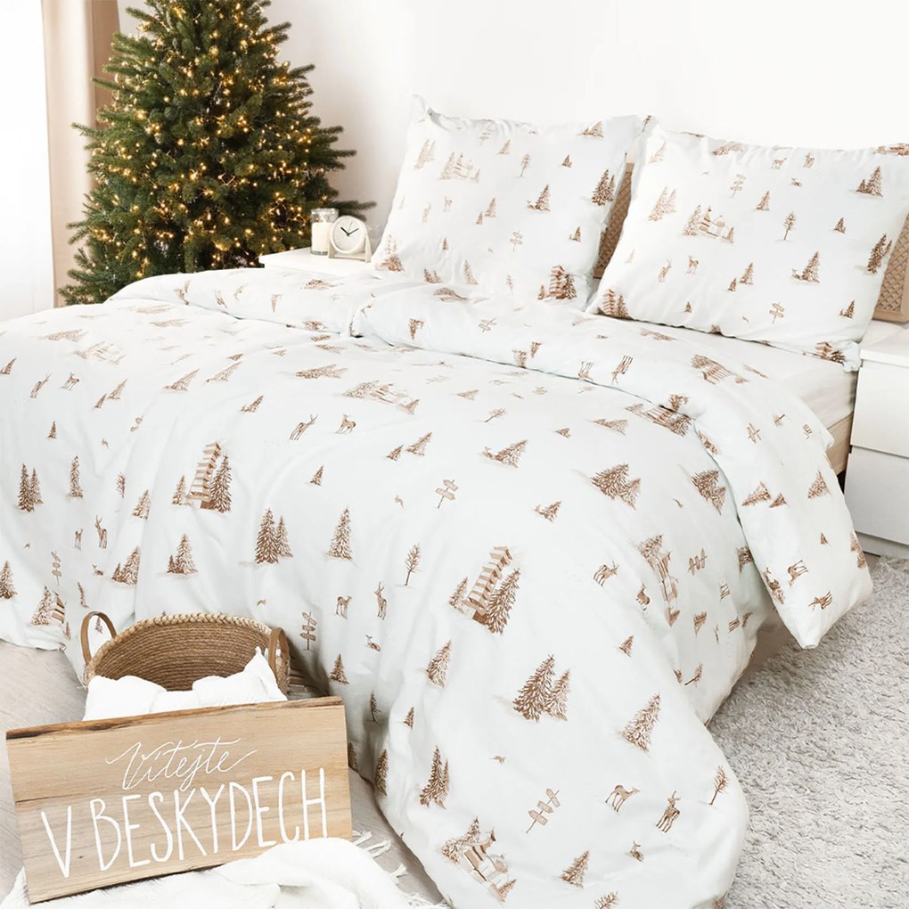 Goldea flanel ágyneműhuzat - hegyvidéki táj 200 x 200 és 2db 70 x 90 cm