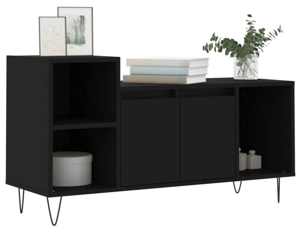 fekete szerelt fa TV-szekrény 100x35x55 cm
