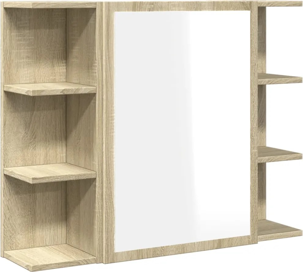 vidaXL sonoma tölgy színű szerelt fa fürdőszobai tükör 80x20,5x64 cm