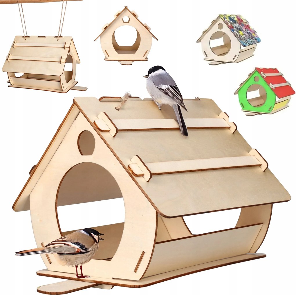 Fából készült madáretető önálló összeszereléshez és festéshez Diy