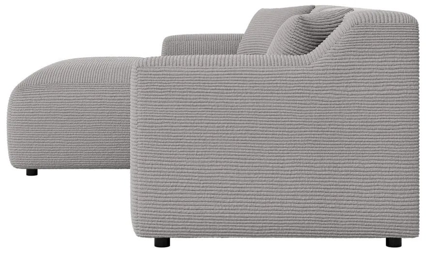 Világosszürke kordbársony sarokkanapé (bal oldali-heverő résszel) Martin – Ropez