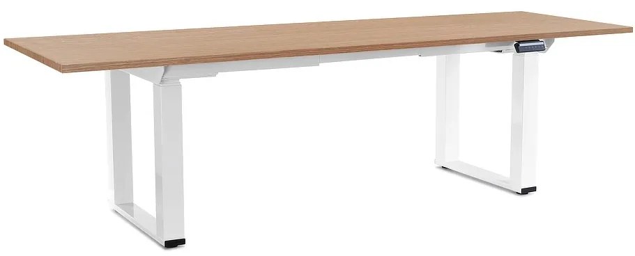 OfficeTech Strong állítható magasságú asztal 240 x 80 cm, fehér alap, tölgy
