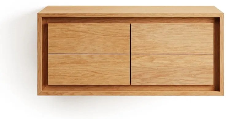 Natúr színű alacsony fali teakfa mosdó alatti szekrény 90x40 cm Kenta – Kave Home
