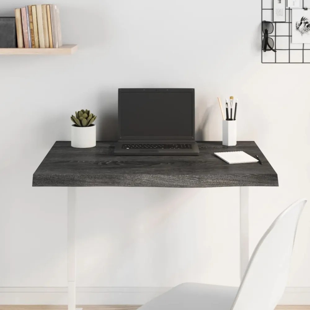 sötétbarna kezelt tömör tölgyfa asztallap 80x60x(2-4) cm