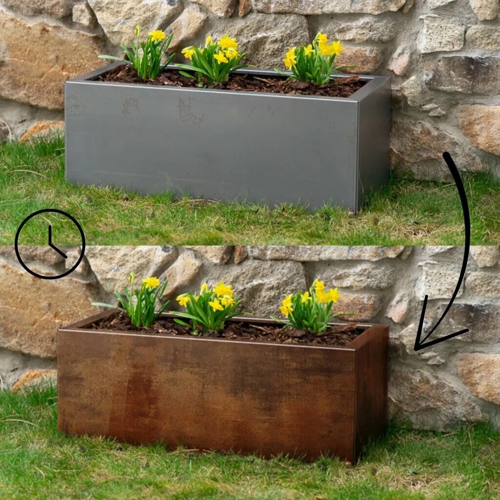 Line Kerti virágláda 40 x 90 x 30 cm, corten CORGARDEN 1005