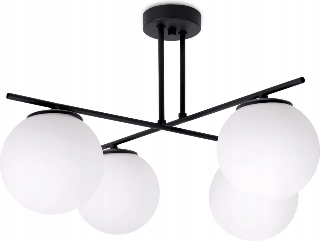 Mennyezeti plafon fekete 4 fehér lámpabúra Florence modern nappali