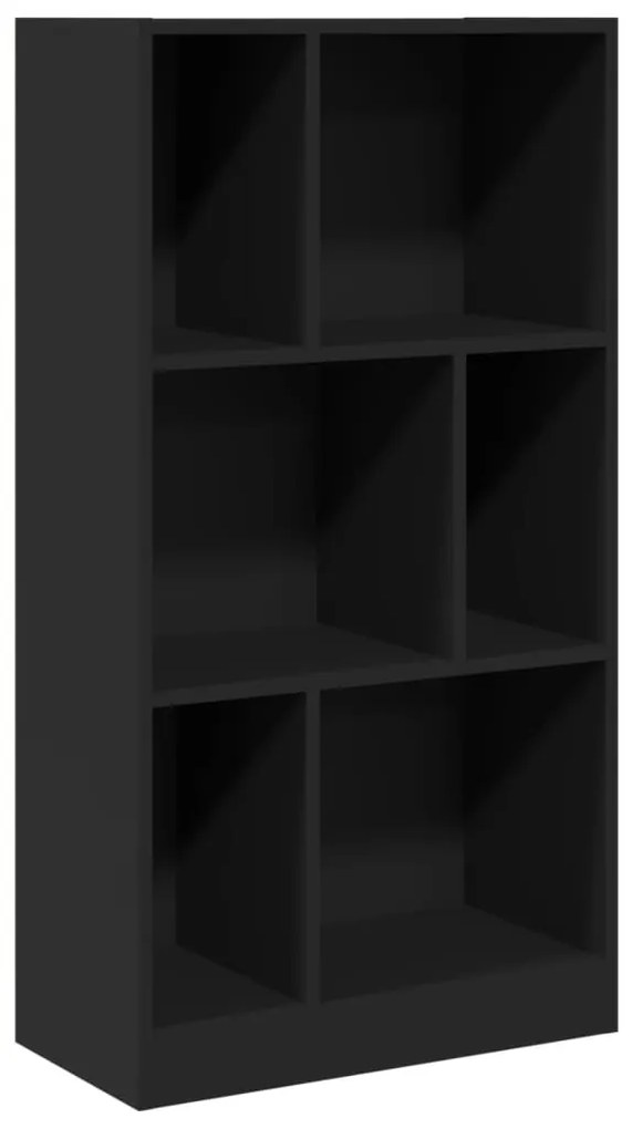fekete szerelt fa könyvszekrény 57 x 28,5 x 107,5 cm