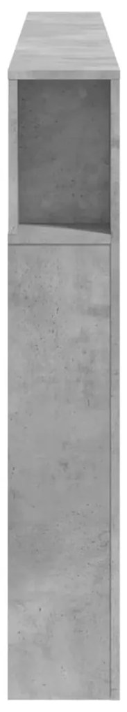 betonszürke szerelt fa LED-es fejtámla 220x18,5x103,5 cm