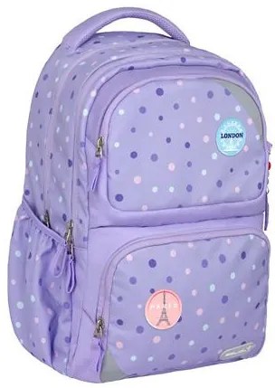 Iskolatáska, cipzáras, BELMIL Maxi Pack Purple Dots, lila pöttyös (BL338376L)