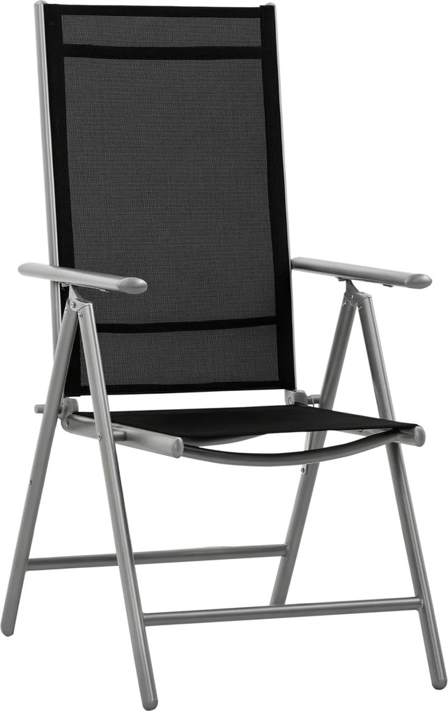 Outsunny Összecsukható Kerti Szék Alumínium és Textilén anyagból, 7 Állítható Szinttel, Fekete 65x55x85-105cm | Aosom