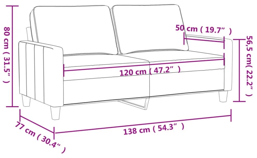 kétszemélyes világosszürke szövetkanapé 120 cm