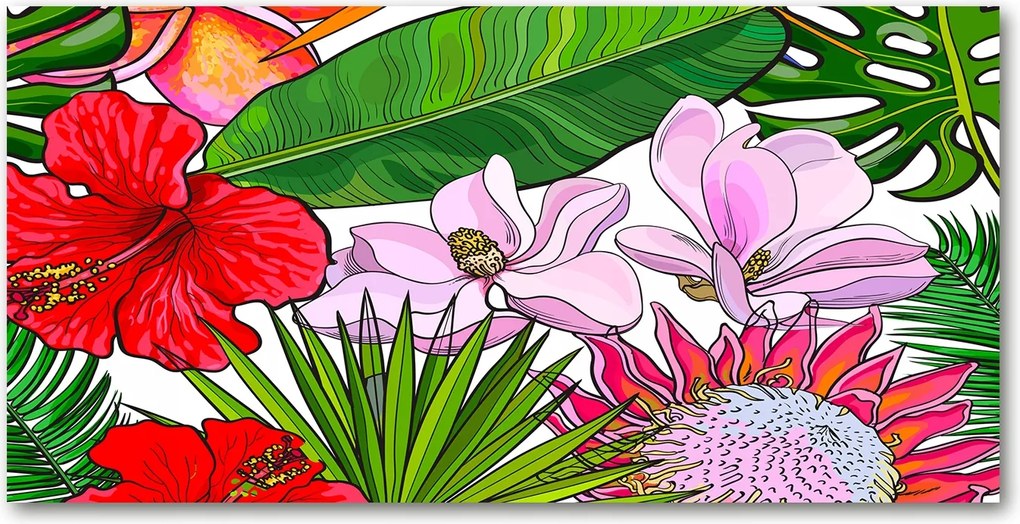 Fotó üvegkép Hawaii virágok 140x70