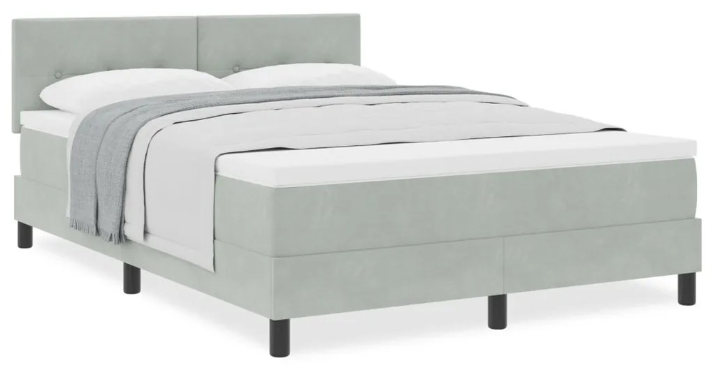 Boxspring Ágy Matracból Világosszürke 140x200 cm Bársony