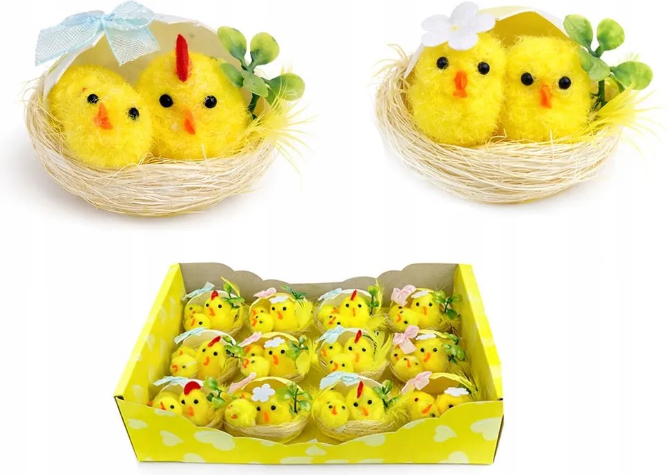 Húsvéti Dekoráció Csirkék A Fészekben Húsvéti MIX 12 Db