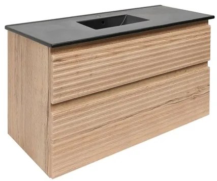 Naturel Savona Fürdőszobaszekrény mosdóval, 2 fiókos 98x53x44,8 cm matt Halifax tölgy SAVONA2100DHC
