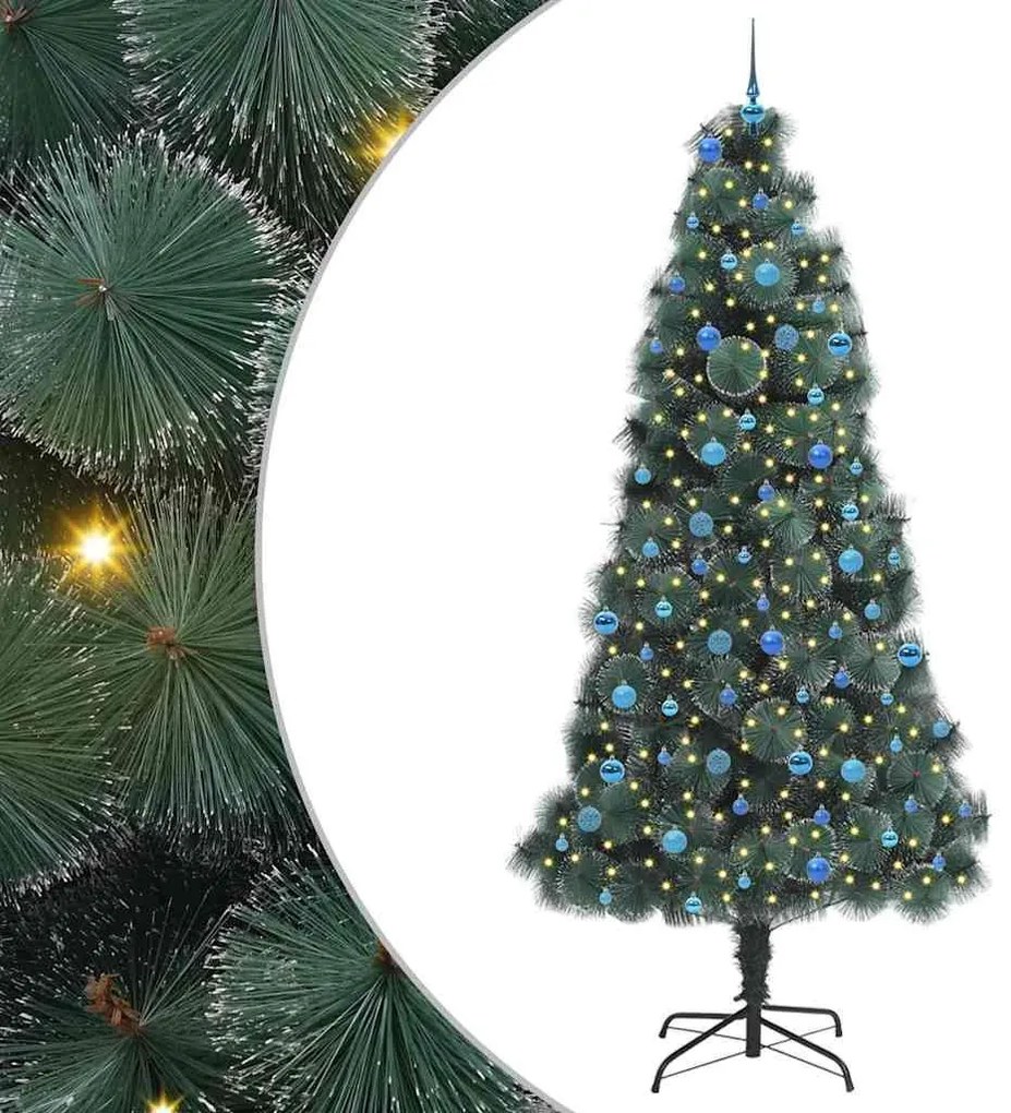 Műfenyő előre világítós karácsonyfakészlet gömbökkel 240 cm