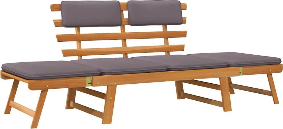 vidaXL 2 az 1-ben tömör akácfa kerti fotelágy párnával 190 cm