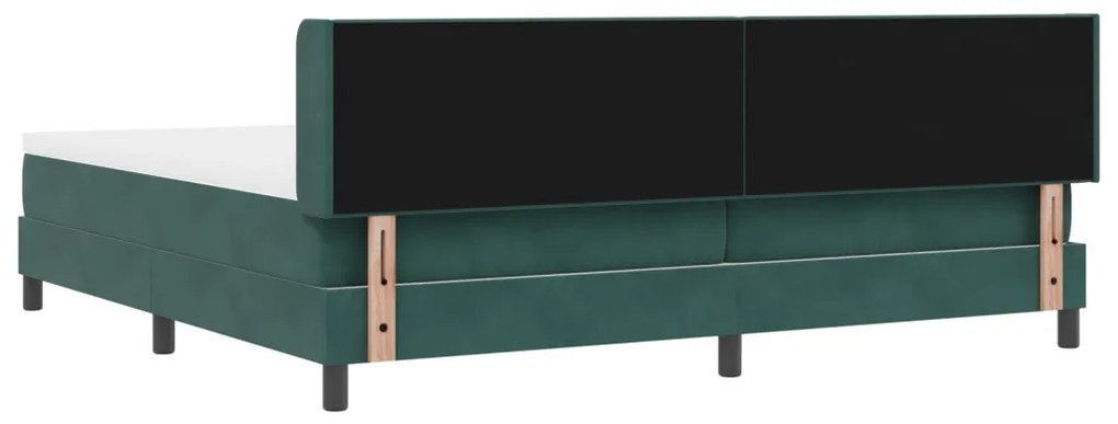 Boxspring Ágy Matrac Vele 200x200 cm Sötét Zöld Bársonyos
