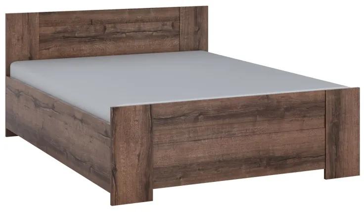 BONY francia ágy + ágyrács + hub matrac 14 cm, 160x200, tölgy monastery